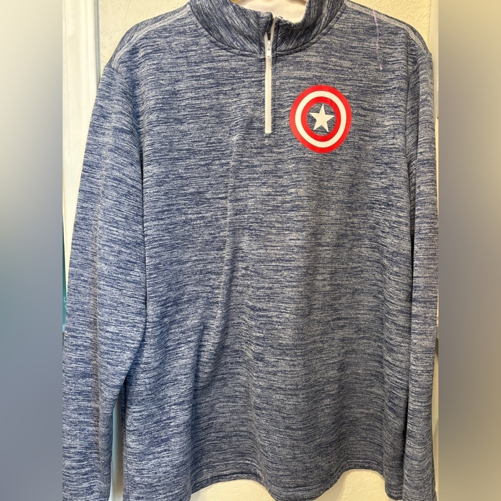 Marvel Captain America Quarter-Zip Pullover XL Blue